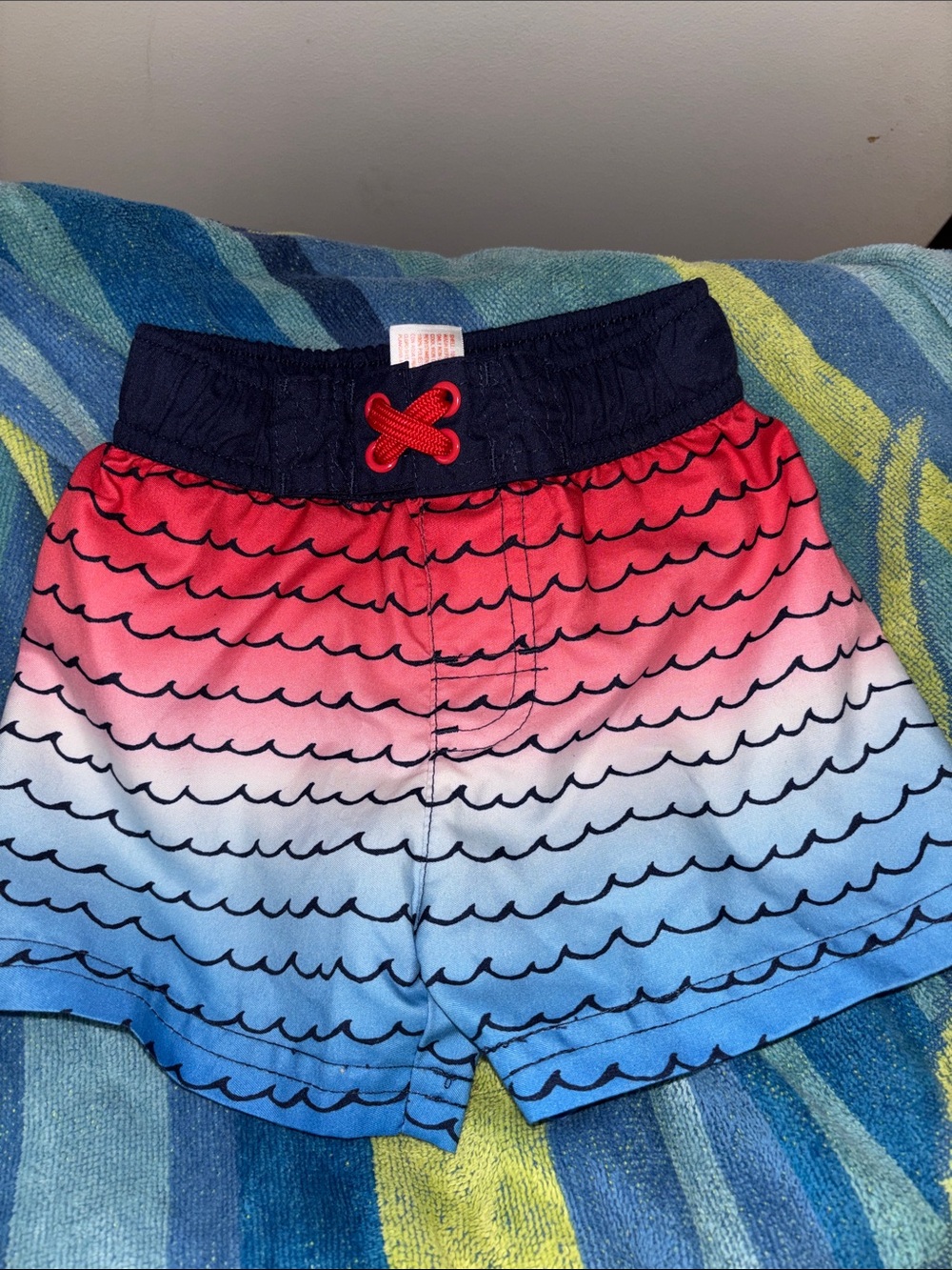 Cat & Jack Red to Blue Gradient Wave Swim Shorts